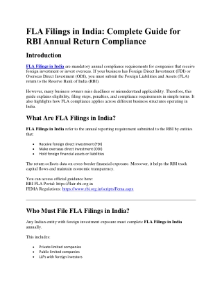 FLA Filings in India