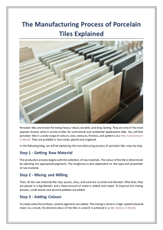 The Manufacturing Process of Porcelain Tiles Explained