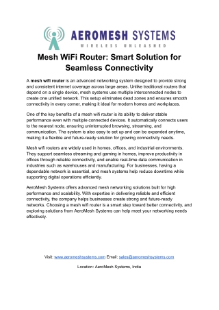 Mesh WiFi Router_ Smart Solution for Seamless Connectivity