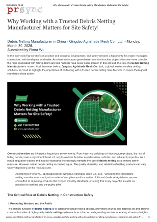 Why Working with a Trusted Debris Netting Manufacturer Matters for Site Safety!