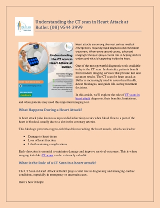 Understanding the CT scan in Heart Attack at Butler. (08) 9544 3999