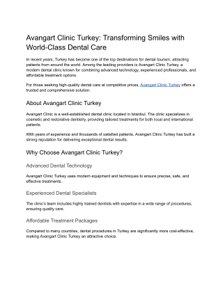 Avangart Clinic Turkey_ Transforming Smiles with World-Class Dental Care