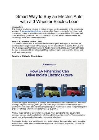 Smart Way to Buy an Electric Auto with a 3 Wheeler Electric Loan pdf