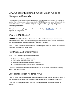 CAZ Checker Explained_ Check Clean Air Zone Charges in Seconds