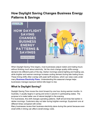 How Daylight Saving Changes Business Energy Patterns & Savings