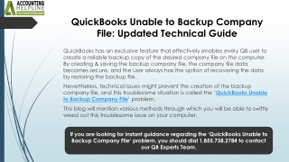 Resolve QuickBooks Unable to Backup Company File with Simple Steps