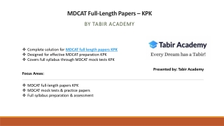 Best MDCAT Practice Papers Pakistan Full Length Mock Tests KPK
