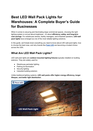 Best LED Wall Pack Lights for Warehouses_ A Complete Buyer’s Guide for Businesses