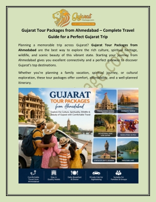 Gujarat Tour Packages from Ahmedabad – Explore Spiritual, Cultural & Scenic Gujarat