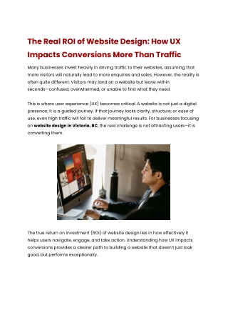 The Real ROI of Website Design: How UX Impacts Conversions More Than Traffic
