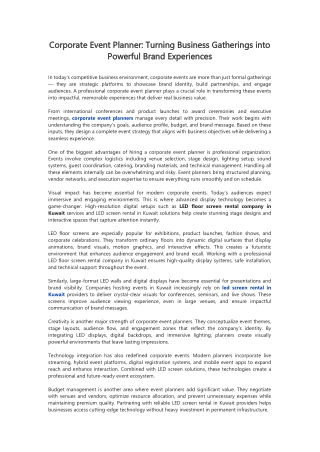 Corporate Event Planner Turning Business Gatherings into Powerful Brand Experiences