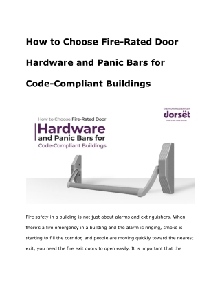 How to Choose Fire-Rated Door Hardware and Panic Bars for Code-Compliant Buildings
