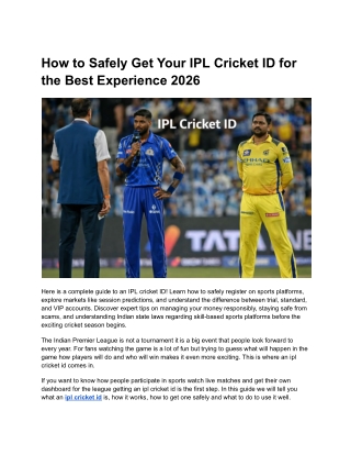 How to Safely Get Your IPL Cricket ID for the Best Experience 2026