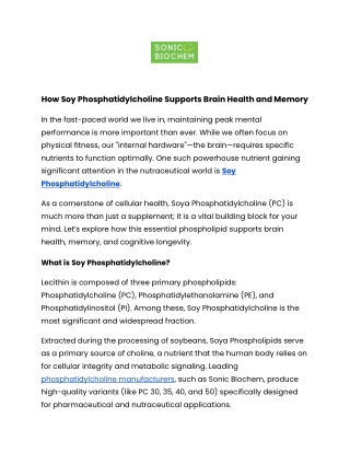 How Soy Phosphatidylcholine Supports Brain Health and Memory