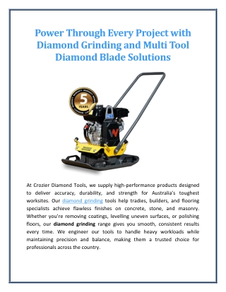 Power Through Every Project with Diamond Grinding and Multi Tool Diamond Blade Solutions