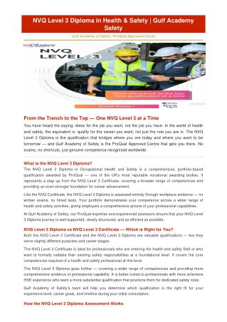 NVQ Level 3 Certificate in Health & Safety | Gulf Academy Safety