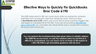 Learn How to Fix QuickBooks Error Code 6190 Efficiently