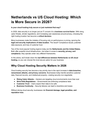 Netherlands vs US Cloud Hosting Which is More Secure in 2026