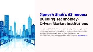 Jignesh Shah’s 63 moons: Building Technology-Driven Market Institutions