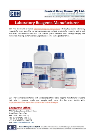 Laboratory Reagents Manufacturer