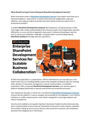 What Should You Expect from Professional SharePoint Development Services?