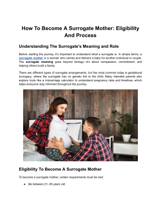 How To Become A Surrogate Mother: Eligibility And Process