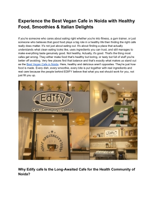 Best Vegan Cafe in Noida