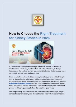 How to Choose the Right Treatment for Kidney Stones in 2026