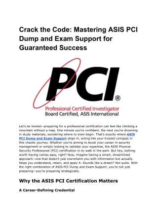 Crack the Code_ Mastering ASIS PCI Dump and Exam Support for Guaranteed Success (1)