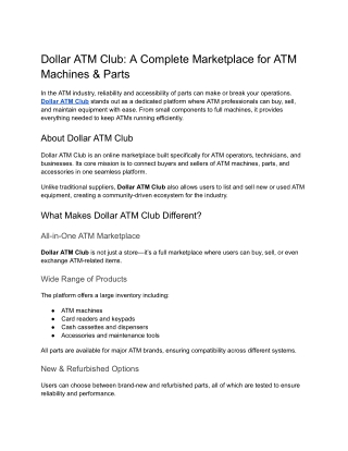 A Complete Marketplace for ATM Machines _ Parts - Dollar ATM Club