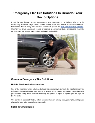 Emergency Flat Tire Solutions In Orlando: Your Go-To Options