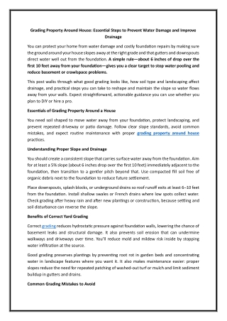 Grading Property Around House Essential Steps to Prevent Water Damage and Improve Drainage