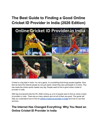 The Best Guide to Finding a Good Online Cricket ID Provider in India (2026 Edition)