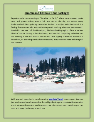 Kashmir Tour Packages – Explore the Paradise on Earth with Scenic Valleys