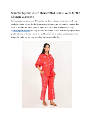 Summer Special 2026 Handcrafted Ethnic Wear for the Modern Wardrobe