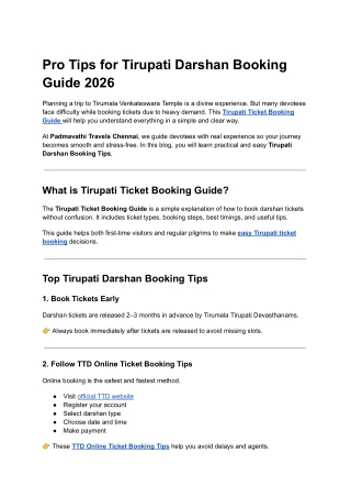 Pro Tips for Booking Tirupati Darshan Tickets – Complete Guide (2026)
