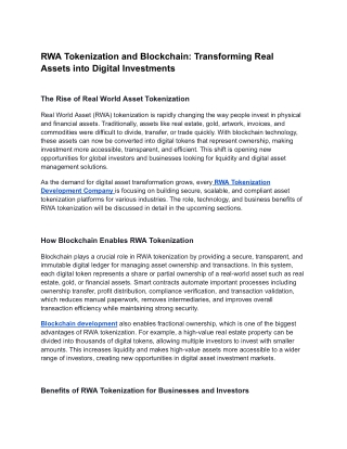 RWA Tokenization Development Company