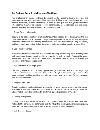 Key Features Every Crypto Exchange Must Have