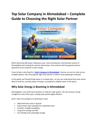 Top Solar Company in Ahmedabad – Complete Guide to Choosing the Right Solar Partner