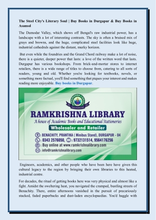 The Steel City's Literary Soul  Buy Books in Durgapur & Buy Books in Asansol