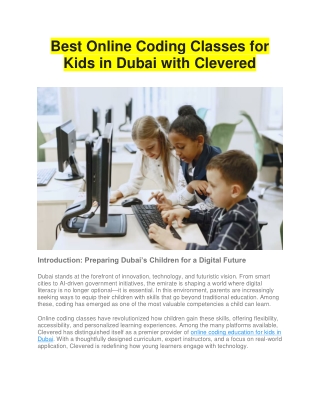 Best Online Coding Classes for Kids in Dubai with Clevered