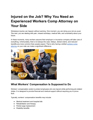 Injured on the Job_ Why You Need an Experienced Workers Comp Attorney on Your Side