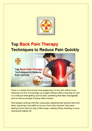 Top Back Pain Therapy Techniques to Reduce Pain Quickly