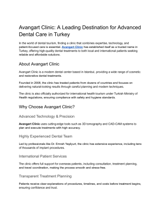 A Leading Destination for Advanced Dental Care in Turkey - Avangart Clinic