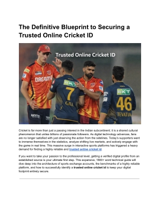 The Definitive Blueprint to Securing a Trusted Online Cricket ID-D
