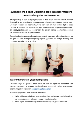 Zwangerschap Yoga Opleiding: Hoe een gecertificeerd prenataal yogadocent te word