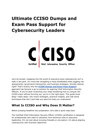 Ultimate CCISO Dumps and Exam Pass Support for Cybersecurity Leaders