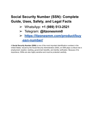 How to Purchase a Buy SSN Number