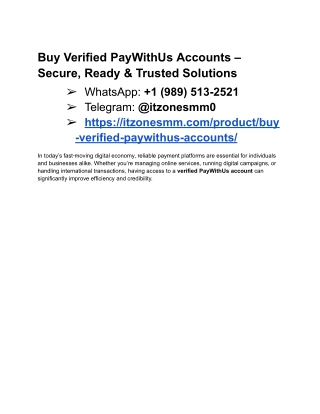 Buy Verified PayWithUs Accounts - New York City, N