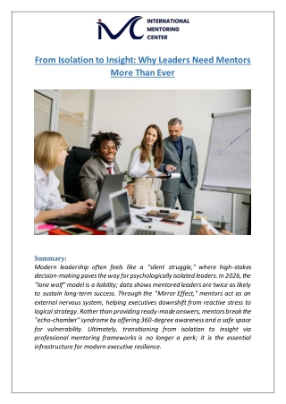 Why Leaders Need Mentors More Than Ever?